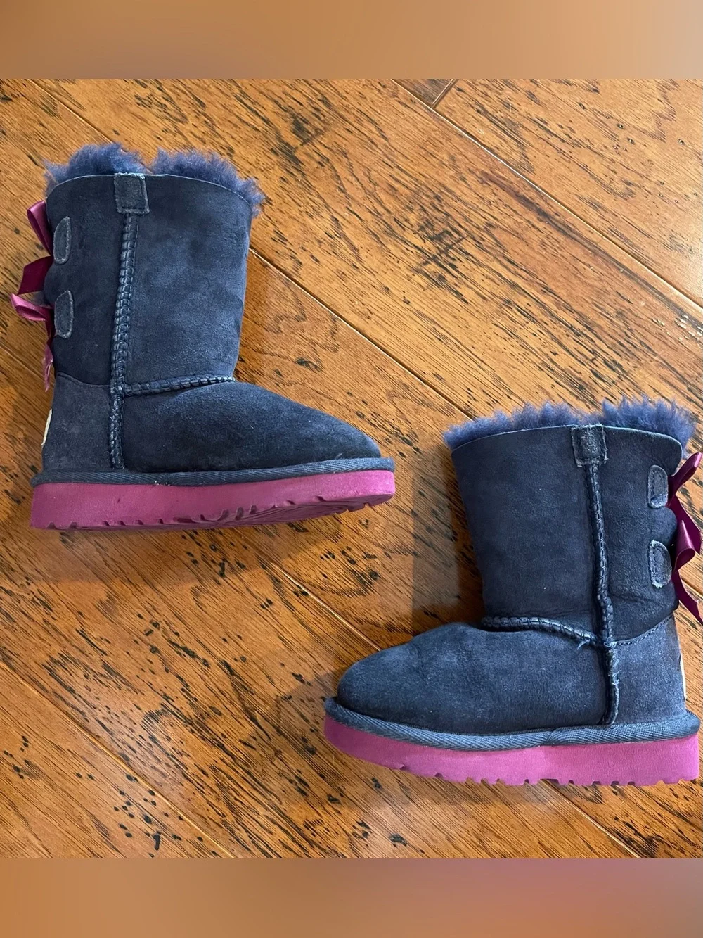 UGG Kids Toddler Bailey Bow Boot Navy Blue & Magenta Girls US. 7